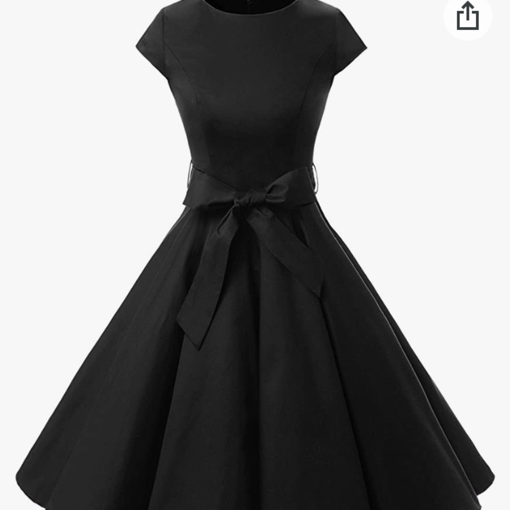 NWT Dressystar Cap Sleeve Black Swing Dress NO BOW